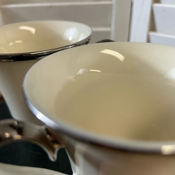 Footed Cup Solitaire by LENOX Platinum Teacup Coffee Set of 3 Vintage Elegant - Picture 8 of 14